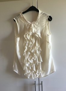 Ärmellose Volantsbluse H&M weiße Bluse Volants 36