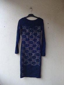Club L Kleid Spitze Sexy Blau Nude XS 34 32