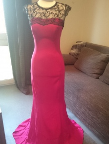 Abendkleid pink/schwarz Gr. XS mit Spitze