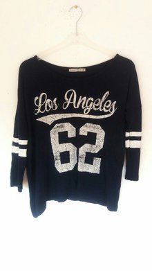 College Oberteil Shirt dunkelblau Primark Trend Used