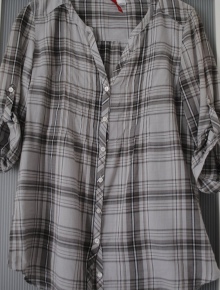 H&M Divided Longbluse Gr. 34 grau kariert