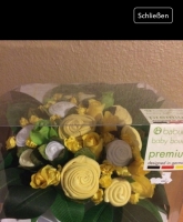 Geschenkset baby erstausstattung blumenstrauss gelb weiss cd baby geschenk box