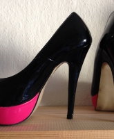 Lack Highheels Schwarz Pink