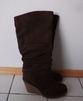 Wedges Keilabsatz Stiefel Gr. 38 braun