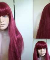 Perücke burgunder rot  Langhaar cosplay haarschmuck kopfschmuck headpiece