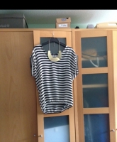 Zara Chiffon Bluse schwarz weiß Gr S 36 mit Nieten 