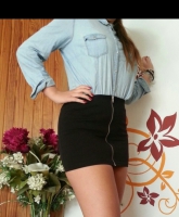 sexy Rock mit Reißverschluss in schwarz