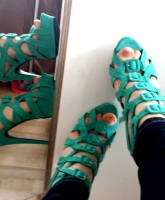 JustFab high heels gladiator Pumps Schuhe lookbook mint türkis 38 