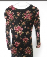 Sexy Kleid mit Rückenausschnitt Rosenmuster Party Cocktail Spitze