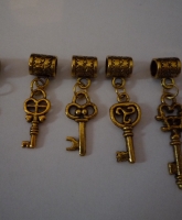 Set 5x Anhänger Schlüssel bronze vintage