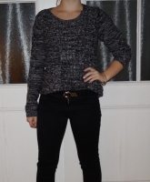 Schöner warmer Pulli Schwarz-weiß meliert