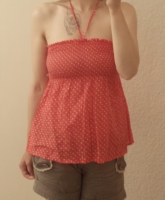 Bandeau Neckholder rot pink mit Punkten