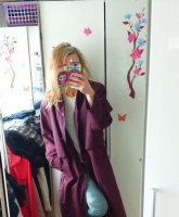 True vintage oversize mantel Bordeaux grunge longmantel weinrot trench trenchcoat 38 m