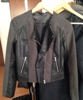 Stoff-/Lederjacke H&M grau schwarz 36