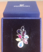 Bunter Swarovski-Ring (blau,lila,pink,gelb) 
