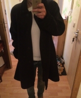 schicker Cashmere-Woll Mantel schwarz