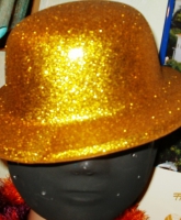 Hut, Melone, Karnevalshut, gold glitzer, neu!!
