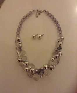 Kette Ohrringe Set Kugeln Perlen Silber 