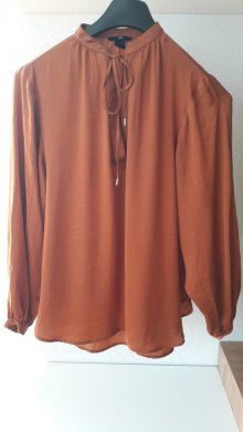 Damen Long Bluse von H&M 100% Polyester Seide Look Größe 44