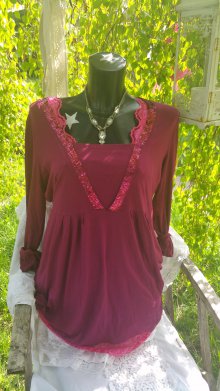 Tunika Beere Neu ! Pailletten Lagenlook Gr. 44/46