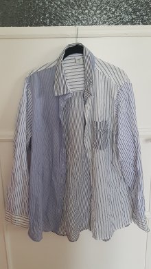 Blau-weiß Gestreifte Bluse mit Kontrastdesign 