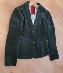 Grüner Samtblazer mit auffälligem Rückendetail