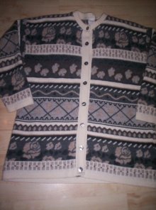 Strickjacke Jacke Wolljacke Alpaka Schurwolle Gr. 46 wollweiß beige grau 