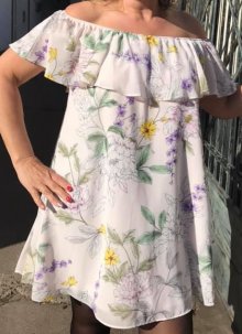 Carmen Kleid Geblümt weiss bunt Gr L