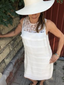 Seide Spitze Kleid Cremeweiss Gr 40