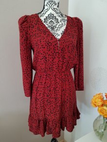 Zara schönes Kleid volant langarm Größe S 36 rot
