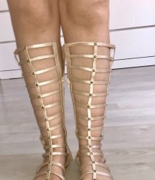 Gladiatorensandalen Schuhe Gr.38 beige gold