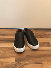 H&M schwarze Leder-Plateau-Vans mit Leoparden-Muster innen 37