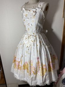 Metamorphose lolita kleid in weiß x rosa m. Parfüm Print, Schleifen, Rüschen, Glitzer, spitze