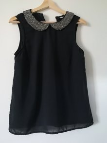 Shirt Perlen Kragen  36 NEU